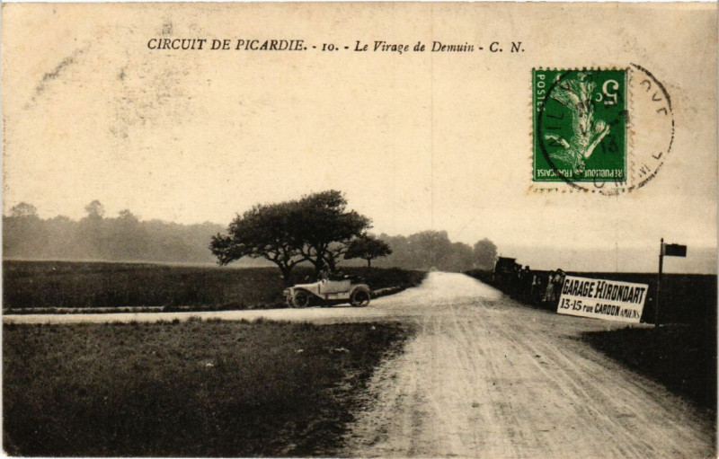 Carte postale ancienne Cirquit de Picardie - Le Virage de Demuin à Démuin