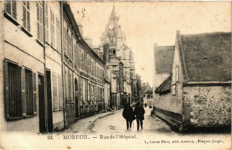 Carte postale ancienne Moreuil - Rue de l'Hopital à Moreuil