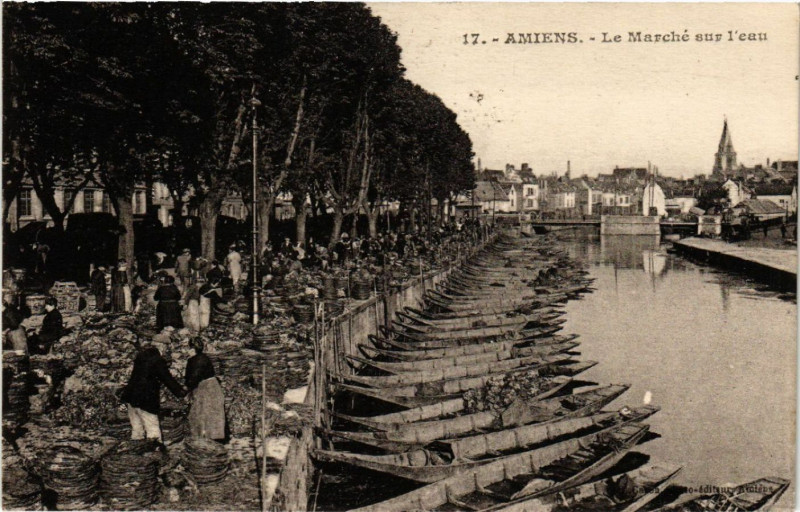Carte postale ancienne Amiens - Le Marché sur l'eau à Amiens