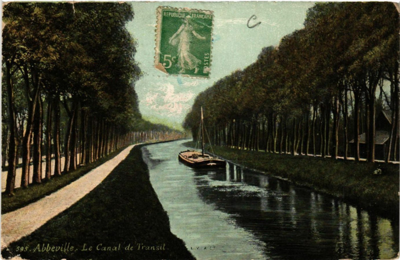 Carte postale ancienne Abbeville - La Canal de Transit à Abbeville