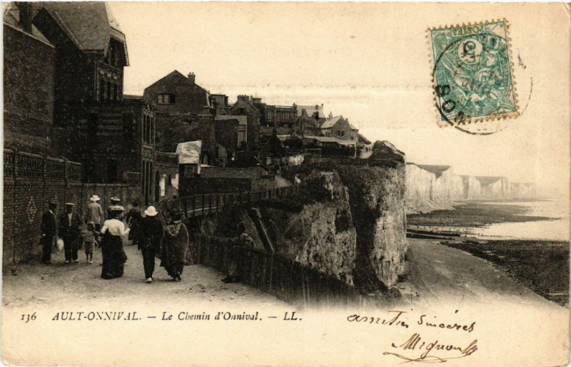 Carte postale ancienne Ault-Onnival - Le Chemin d'Onnival à Ault