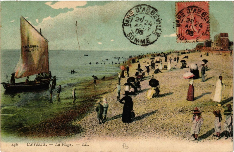 Carte postale ancienne Cayeux - La Plage à Y
