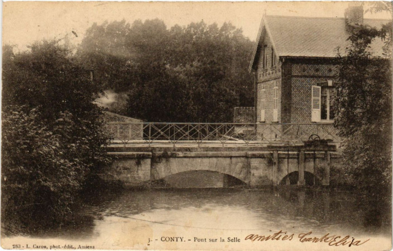 Carte postale ancienne Conty - Sur la Selle à Conty