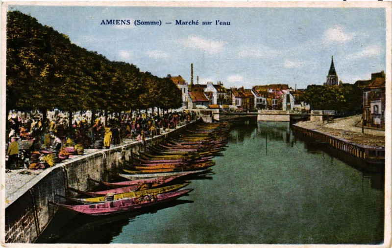 Carte postale ancienne Amiens - Marché sur l'eau à Amiens