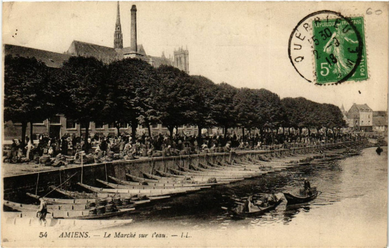 Carte postale ancienne Amiens - Le Marché sur l'eau à Amiens