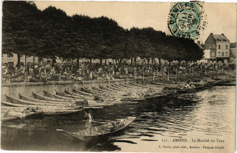 Carte postale ancienne Amiens - Le Marché sur l'eau à Amiens