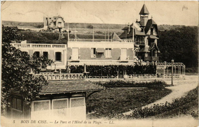 Carte postale ancienne Bois-de-Cise - Le Parc et l'Hotel de la Plage