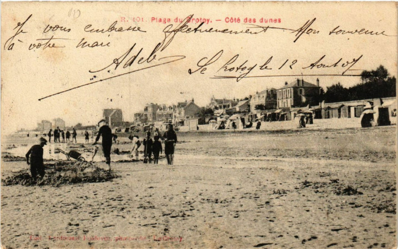 Carte postale ancienne Bristol - Plage du Grotoy - Cote des dunes à Y