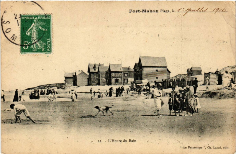 Carte postale ancienne Fort-Mahon Plage le - L'Heure du Bain à Fort-Mahon-Plage