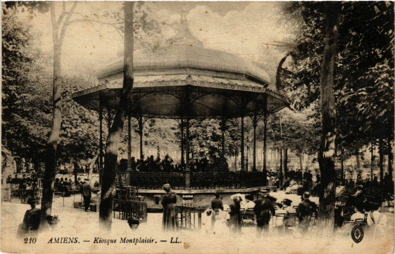 Carte postale ancienne Amiens - Kiosque Montplaisir à Amiens