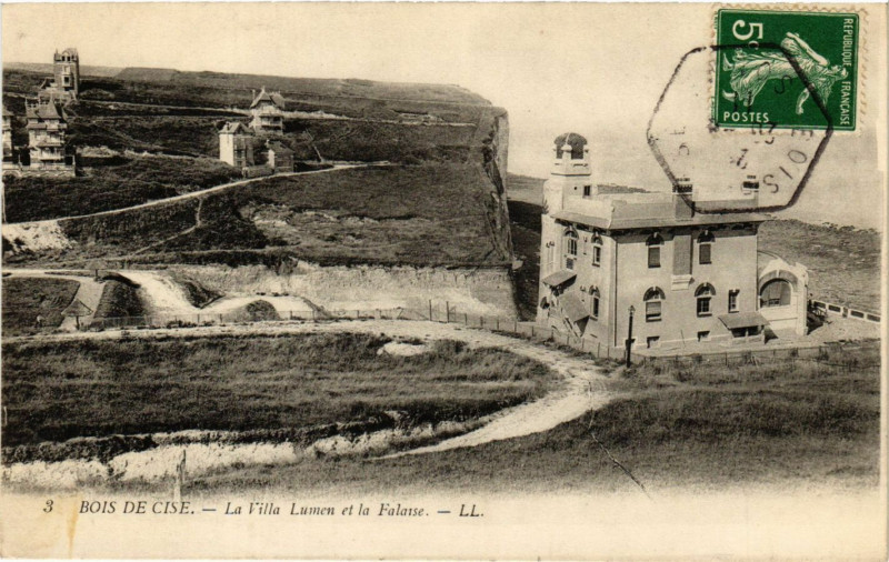 Carte postale ancienne Bois-de-Cise - La Villa Lumen et la Falaise