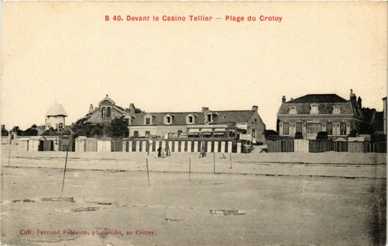 Carte postale ancienne Devant le Casino Teilier - Plage du Crotoy à Y