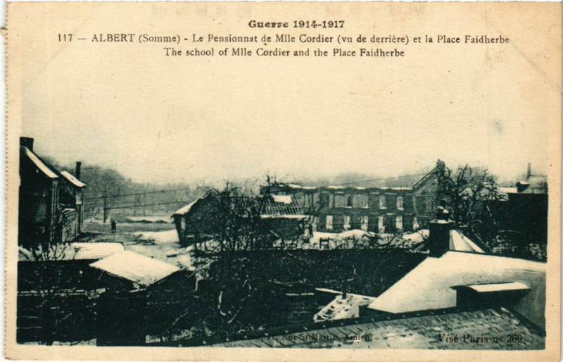 Carte postale ancienne Guerre 1914-1917 - Albert - Le Pensionnat de Mile Cordier à Albert
