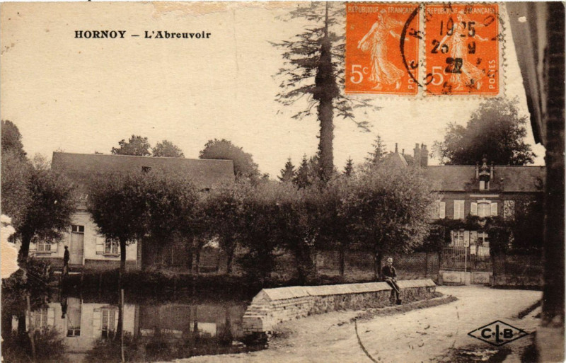 Carte postale ancienne Hornoy - L'Abrevoir à Y