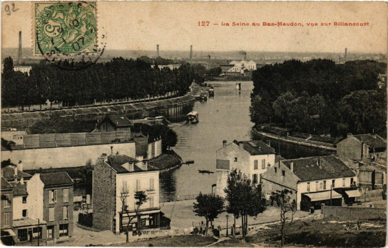 Carte postale ancienne Le Seine au Bas-Maudon vue sur Billancourt à Billancourt