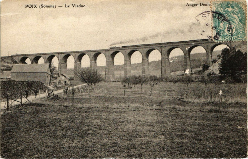 Carte postale ancienne Poix - Le Viaduc