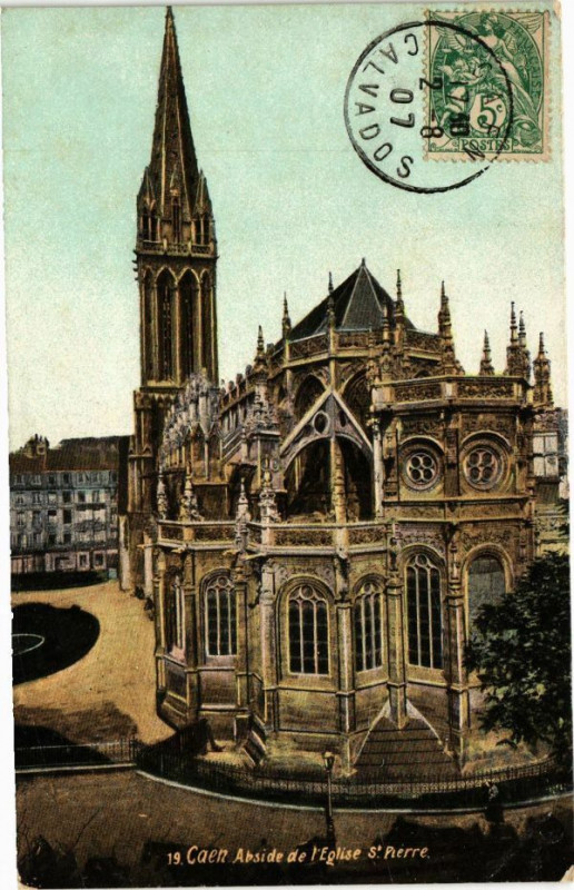 Carte postale ancienne Ed. Aqua 19 Caen Abside de l'Eglise Saint-Pierre
