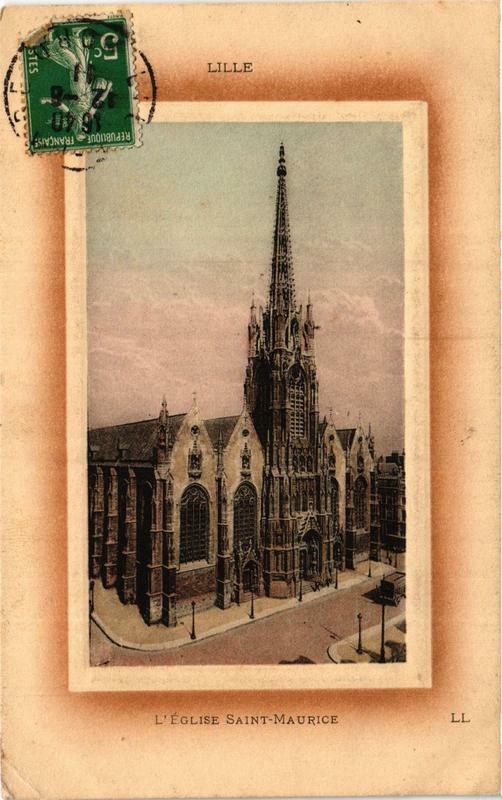 Carte postale ancienne Lille Eglise Saint-Maurice à Lille