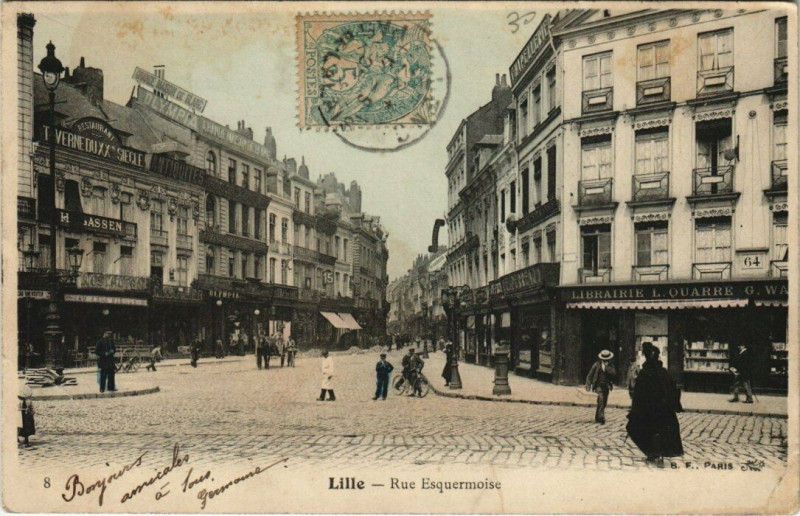 Carte postale ancienne Lille Rue Esquermoise à Lille