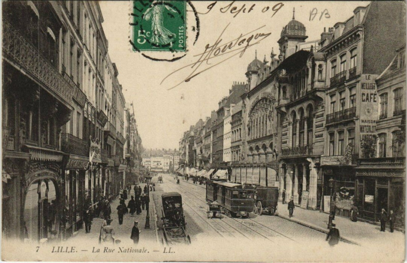 Carte postale ancienne Lille La Rue Nationale à Lille
