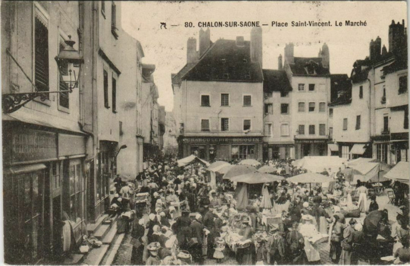 Carte postale ancienne Chalon-sur-Saone Place Saint-Vincent - Le Marche