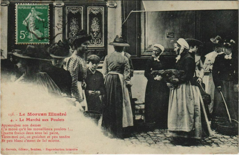 Carte postale ancienne Le Morvan Illustre - Le Marche aux Poulets