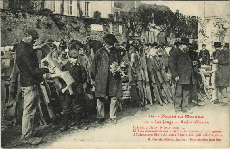 Carte postale ancienne Foires en Morvan - Les Jougs - Amere Reflexion