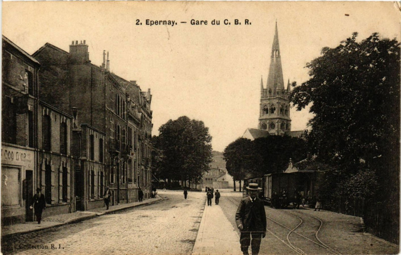 Carte postale ancienne Epernay - Gare du C. B. R à Épernay