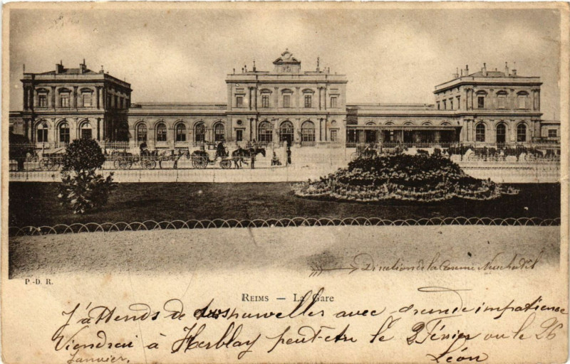 Carte postale ancienne Reims - La Gare à Reims