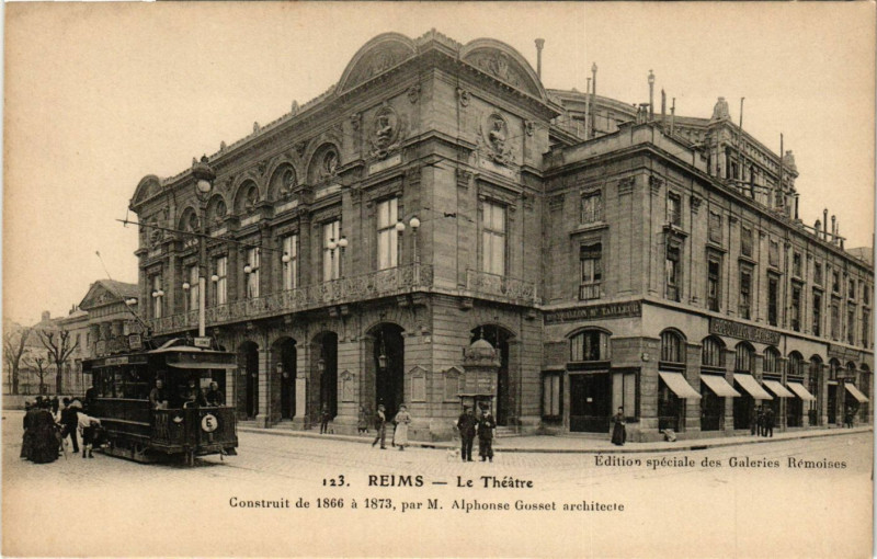 Carte postale ancienne Reims Theatre Construit de 1866 a 1873 par M. Alphonse Gosset à Reims