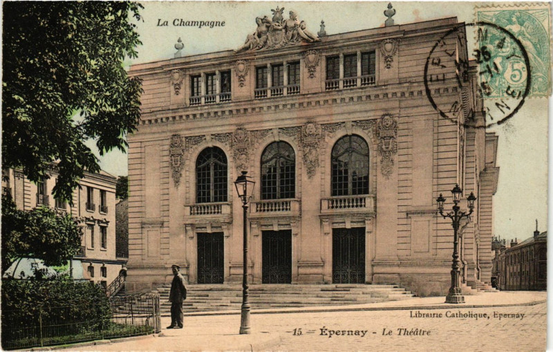 Carte postale ancienne La Champagne - Epernay - Le Théatre à Épernay