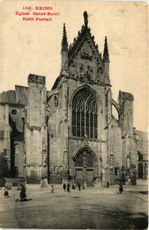 Carte postale ancienne Reims - Eglise Saint-Remi - Petit Portail à Reims
