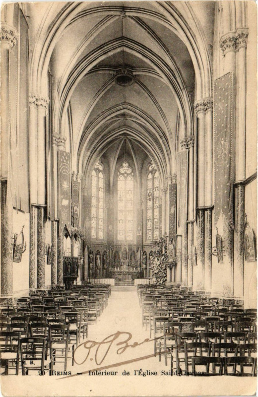 Carte postale ancienne Reims - Interieur de l'Eglise Saint-Thomas à Reims