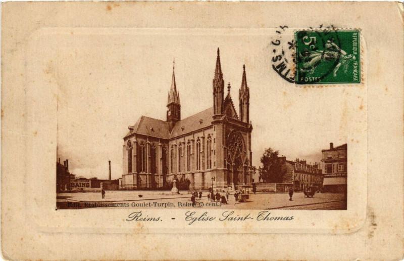 Carte postale ancienne Reims - Eglise Saint-Thomas à Reims