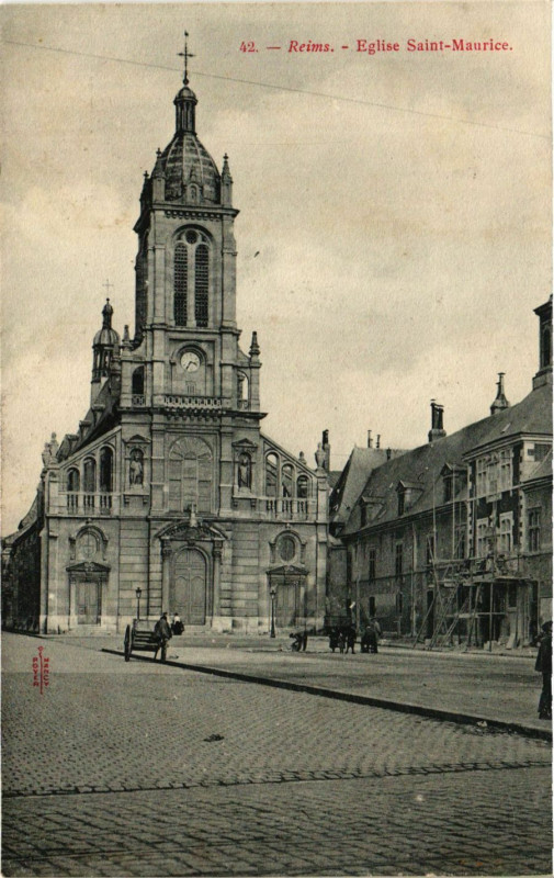 Carte postale ancienne Reims - Eglise Saint-Maurice à Reims