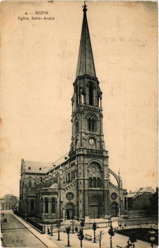 Carte postale ancienne Reims - Eglise Saint-Andre à Reims