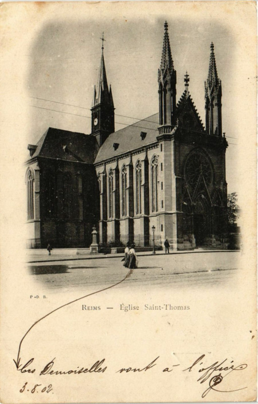 Carte postale ancienne Reims - Eglise Saint-Thomas à Reims