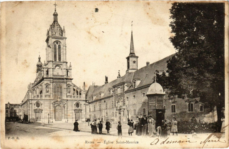 Carte postale ancienne Reims - Eglise Saint-Maurice à Reims