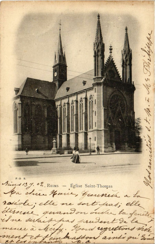 Carte postale ancienne Reims - Eglise Saint-Thomas à Reims