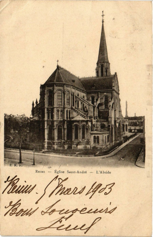 Carte postale ancienne Reims - Eglise Saint-Andre - L'Abside à Reims