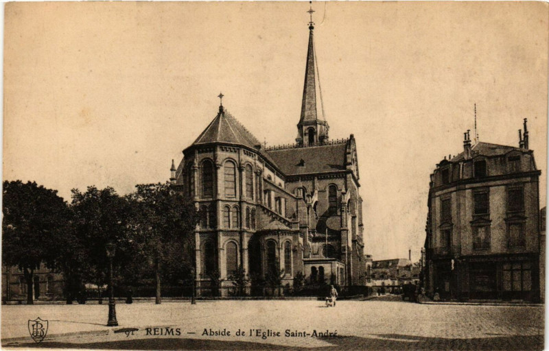Carte postale ancienne Reims - Abside de l'Eglise Saint-Andre à Reims