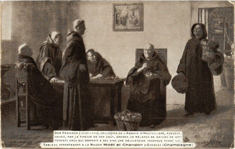 Carte postale ancienne Dom Perignon (1638-1715) Cellerier de l'Abbaye d'Hautvillers à Baye