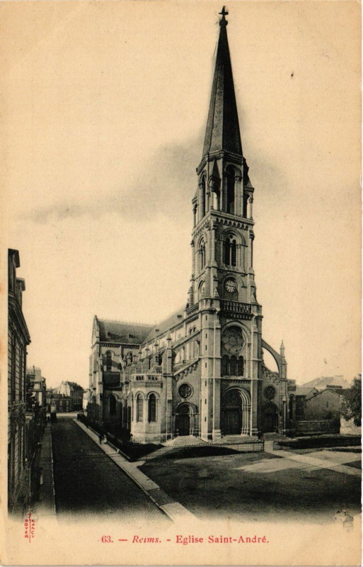 Carte postale ancienne Reims - Eglise Saint-André à Reims