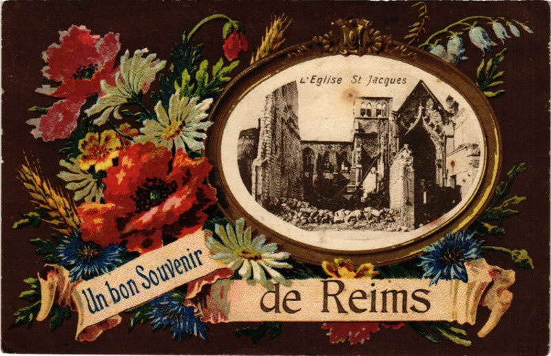 Carte postale ancienne Un bon Souvenir de Reims - L'Eglise Saint-Jacques à Reims