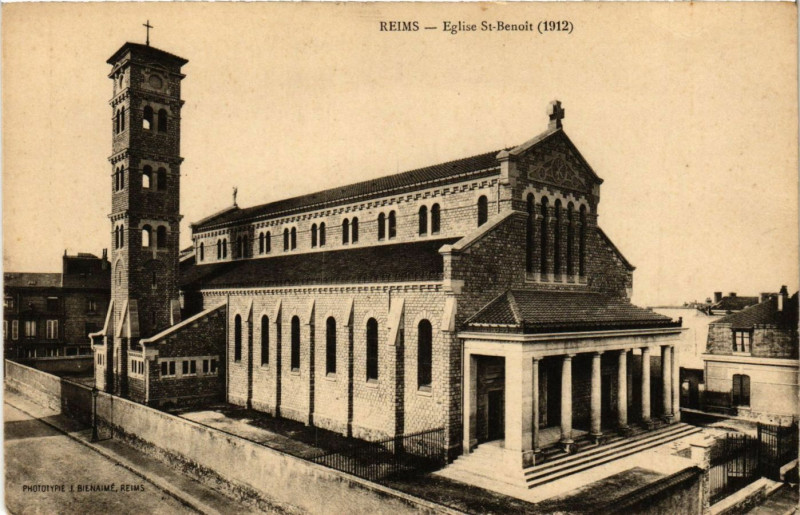 Carte postale ancienne Reims - Eglise Saint-Benoit (1912) à Reims