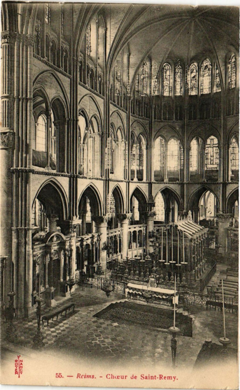 Carte postale ancienne Reims - Choeur de Saint-Remy à Reims