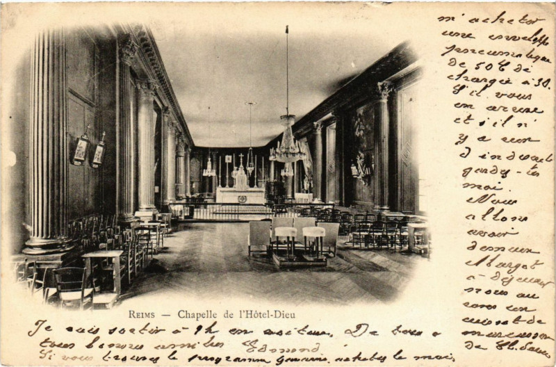 Carte postale ancienne Reims - Chapelle de l'Hotel-Dieu à Reims
