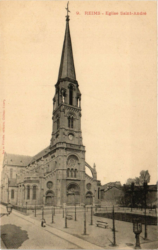 Carte postale ancienne Reims - Eglise Saint-André à Reims