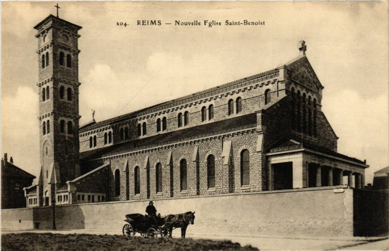 Carte postale ancienne Reims - Nouvelle Eglise Saint-Benoist à Reims