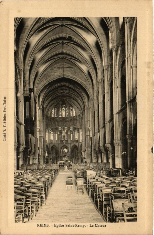 Carte postale ancienne Reims - Eglise Saint-Remy - Le Choeur à Reims